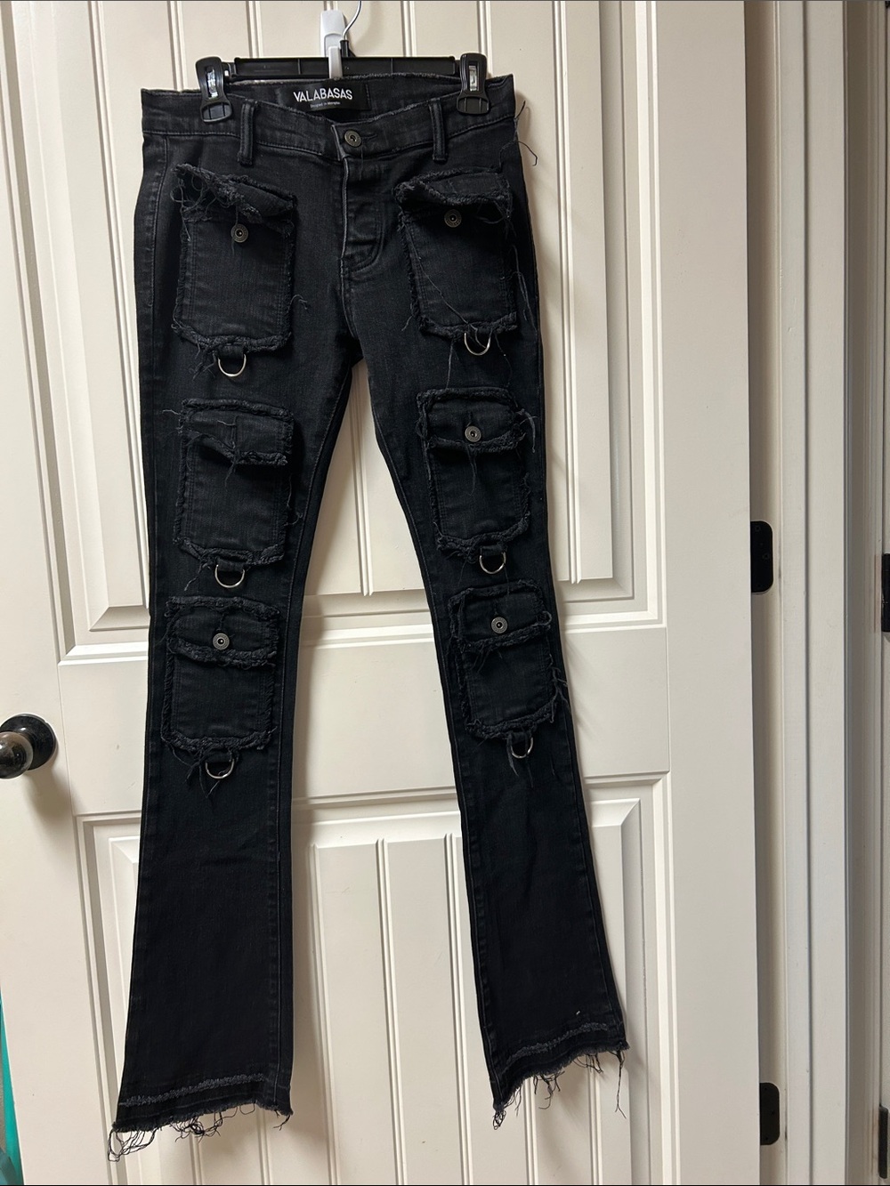 Black Cargo Patch Pocket Jeans - men